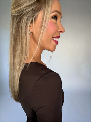 Second Skin Square Neckline Top - Chocolate Torte