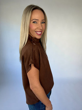 Thinking of You Faux Suede Top - Brown