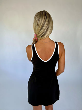 Game, Set, Match Active Mini Dress - Black & White