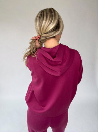 Satin Serenity Hooded Sweatshirt - Wine Berry