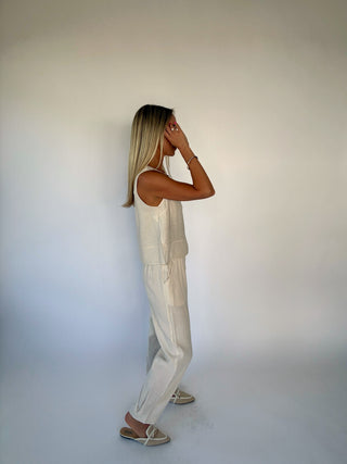 As Simple As That Linen Blend Tank - Natural