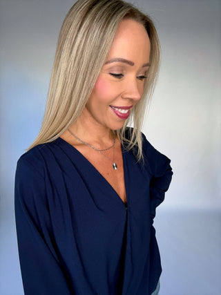Polished Perspective Top - Navy