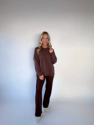 Ease & Elegance Front Seam Pant - Brown