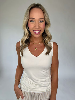 One Of These Days Ruched Tank - Ivory