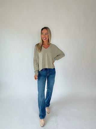 Let It Be Easy V-Neck Top - Taupe