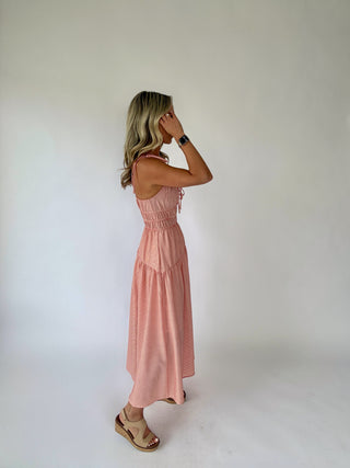 Effortless Americana Striped Midi Dress - Red