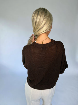 Don't Doubt It Short Sleeve Knit Top - Brown