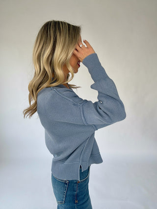 Always In Style V-Neck Cardigan - Acid Blue