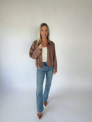 A Rich Addition Bubble Hem Jacket - Mocha