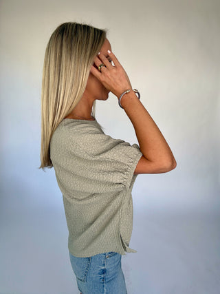 Comfortable Charm Textured Top - Sage
