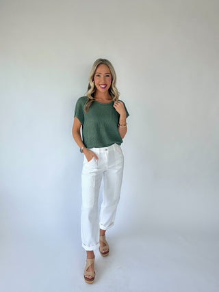 Soaking Up The Sunshine Knit Top - Dark Green