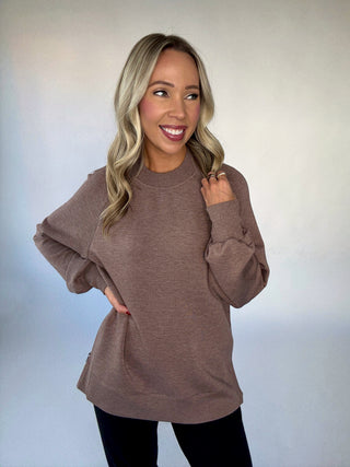 VARLEY Nicole Boyfriend Sweat - Deep Taupe Marl Fleck