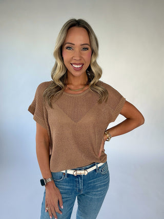 Soaking Up The Sunshine Knit Top - Tan