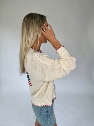 Stitched In Freedom Cardigan - Ivory