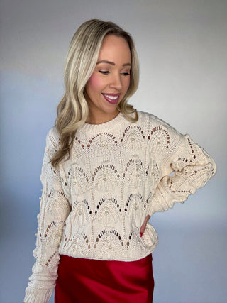Winter Whispers Pearl Trim Sweater