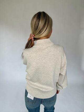 VARLEY Sally Half Zip Sweat - Ivory Marl
