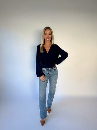 Polished Perspective Top - Navy
