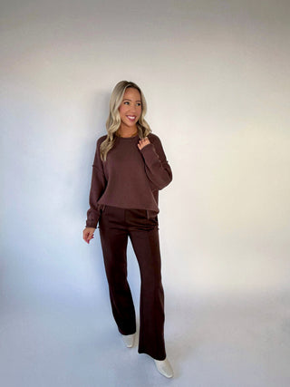 Ease & Elegance Front Seam Pant - Brown