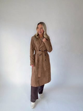 Decadent Mocha Suede Trench Coat