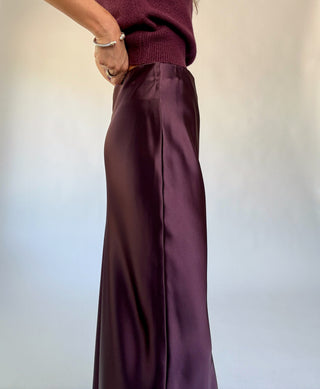 Like Fine Wine Satin Maxi Skirt - Dark Cherry
