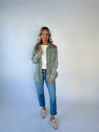 Sunday Style Shacket - Sage