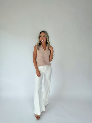 Keep It In Line Wide Leg Jeans - Cream
