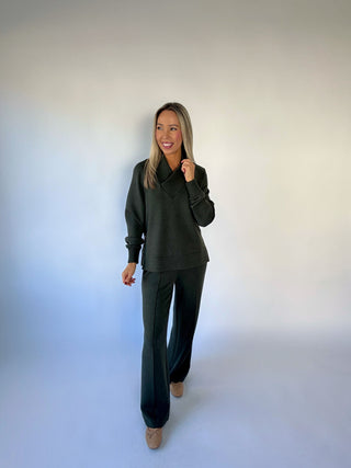 VARLEY The Wide Leg Pant 30" - Olive Marl