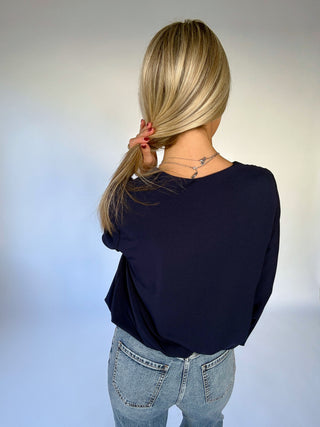 Polished Perspective Top - Navy
