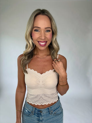 Fine Lace Scalloped Bralette - Nude