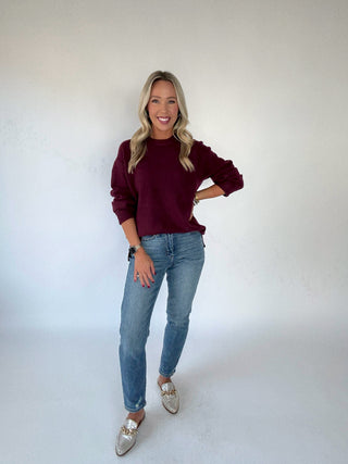 Cabernet Cozy Pullover Full Length Image