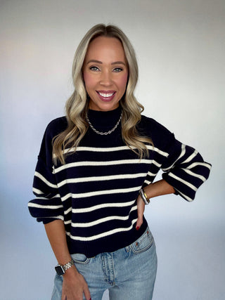 Classic Blues Stripe Top in Navy