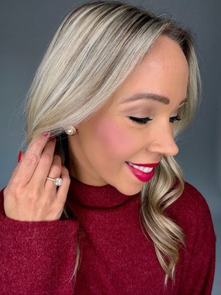 Classic Charm Pearl Earrings in Gold Front Image