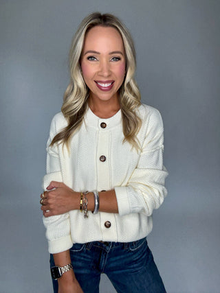 Cozy Season Cardigan Cream Front Image