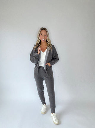 Cool Nights Zip Up Hoodie - Washed Black