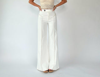 Keep It In Line Wide Leg Jeans - Cream