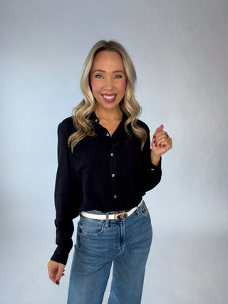 Dream Chaser Button Up Top - Black