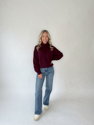 Turtle Neck Pullover - Dark Cherry