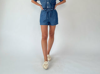 Catch The Vibe Denim Shorts - Dark Wash
