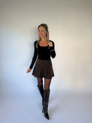Second Skin Square Neckline Top - Chocolate Torte