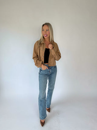 Let's Be Honest Suede Jacket - Camel