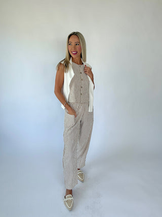 Perfectly Aligned Striped Pants - Mocha