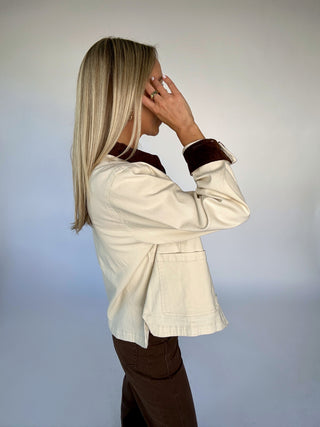 The American Dream Barn Jacket - Ivory/Brown