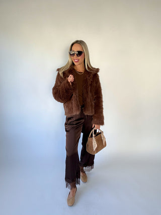 The Socialite Faux Fur Coat - Brown