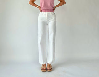 Pleaser High Rise Wide Ankle Jean - White