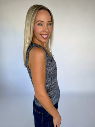Picnic At The Park Sweater Tank - Blue Multi