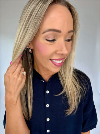 Simple And Sweet Short Sleeve Cardigan - Navy Blue