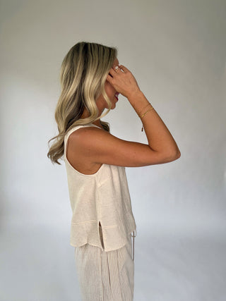 As Simple As That Linen Blend Tank - Natural