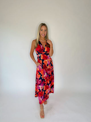 Indigo Bloom Midi Dress - Navy Floral