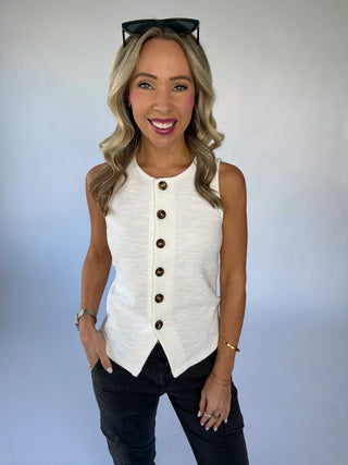 SANCTUARY Nothing Extra Knit Vest - Chalk