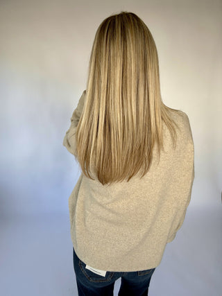 In Her Fall Era Mock Neck Sweater - Beige